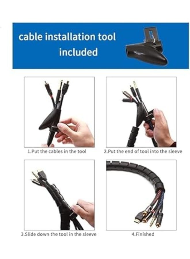Cable Management Case Cable Wrap for Computer, TV and Home Office - Black (2 meters long, black) - Image 4